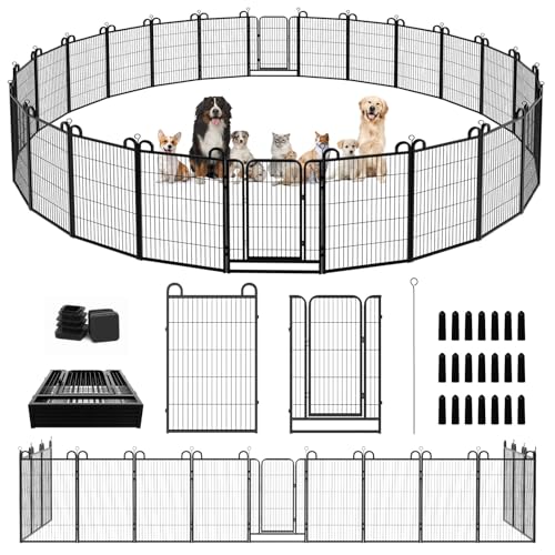 Image of Kfvigoho Dog Playpen Outdoor 24 Piece Panels Heavy Duty Dog Fence 40 inch