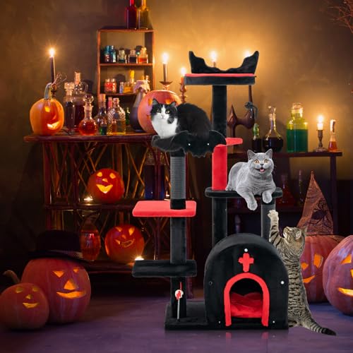 Árbol para gatos gótico Tangkula 53 in negro rojo miniatura 3