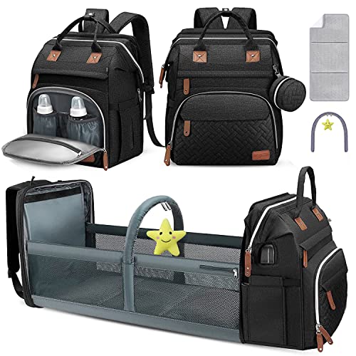Image of DERSTUEWE Diaper Bag Backpack,Baby Diaper Bags, Baby Shower Gifts, Multifunctional diaper backpack Large Capacity, (Black)