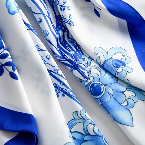 Image of Printed Poly Silken feel Scarf Stole for Women | Stylish, Soft, & Lightweight | Satin Feel Neck Scarf, Hair Scarf, Head Scarf for Women | Square Silk Stole for Handbag