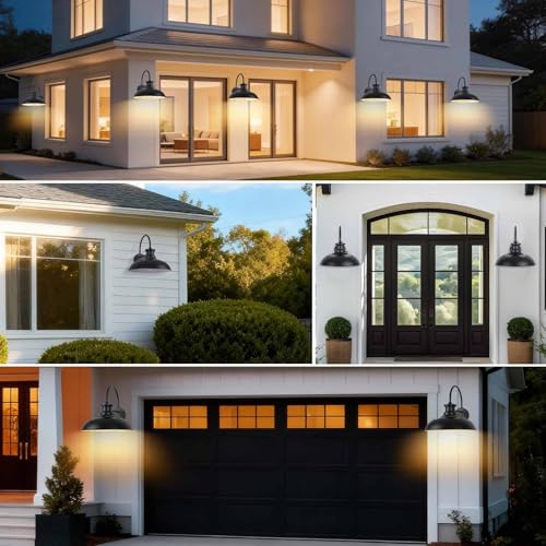 Yolsunes 16" Extra Large Solar Barn Light for Outside, Dusk to Dawn Gooseneck Farmhouse Barn Lights, Waterproof Black Outdoor Wall Light Solar Powered for House Garage Patio, 2-Pack by Yolsunes - Image 9