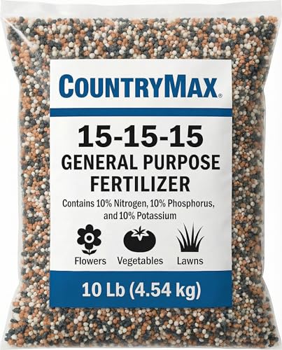 CountryMax 15-15-15 All Purpose Fertilizer 10 lb Bag Balanced Nutrition for Flowers & Vegetable Beds Raised Gardens Lawns & Grass Supports Soil Health and Consistent Growth