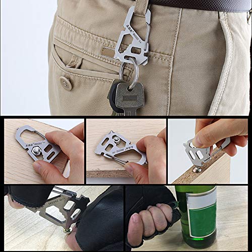 Chaveiro, Romacci Porta-chaves Mosquetão Multifuncional de Aço Inoxidável Equipamento de Sobrevivênc