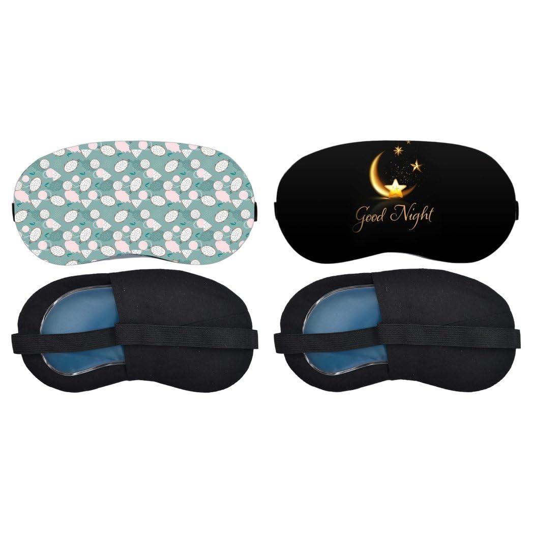 Aoxeria Mint Seashell Pattern, Golden Good Night Sleeping Mask Combo, Soft Comfortable Light-Blocking Eye Cover for Women, Men & Kids, Reusable Blindfold for Night Sleep, Nap, Travel (Pack of 2)-image-20