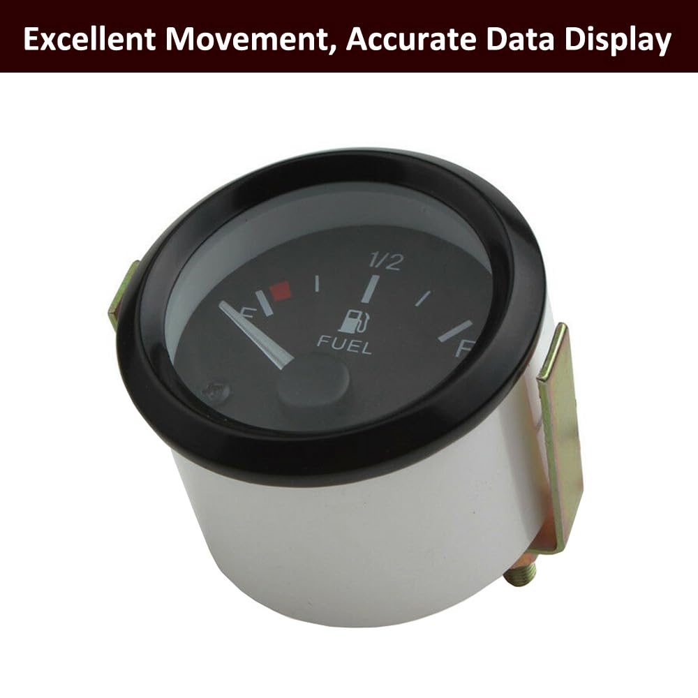 ETOPARS Voiture Jauge de Niveau de Carburant Moteur 2" 52mm Jauge D'essence Véhicule Niveau du Réservoir de Carburant Pointeur Manometre Blanc Lumière Indicateur Instruments