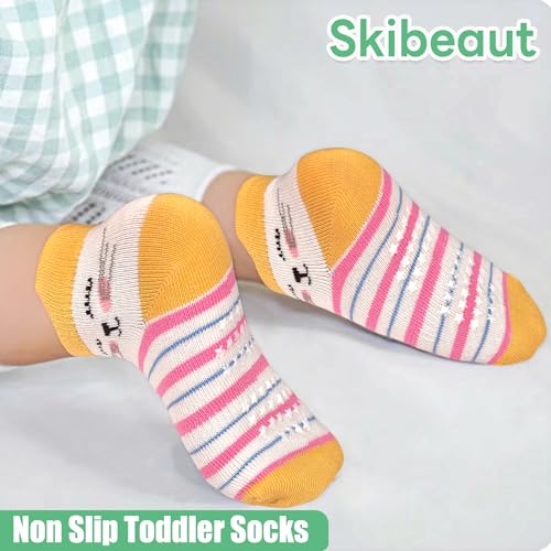 SkiBeaut Toddler Grips Socks, Non Slip Kids Toddlers Boys Girls Grippy Child Socks with Grippers for 1-7 Years Old,12 Pairs2