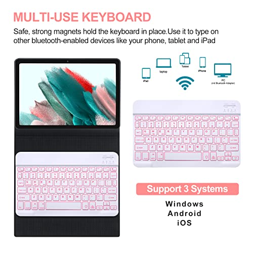 Galaxy Tab A8 10.5" Keyboard Case 2022, Fogari 7 Colors Backlit Detachable Bluetooth Keyboard Slim Folio Smart Cover For Samsung Galaxy Tab A8 10.5 Inch - Rose Gold #TOP1