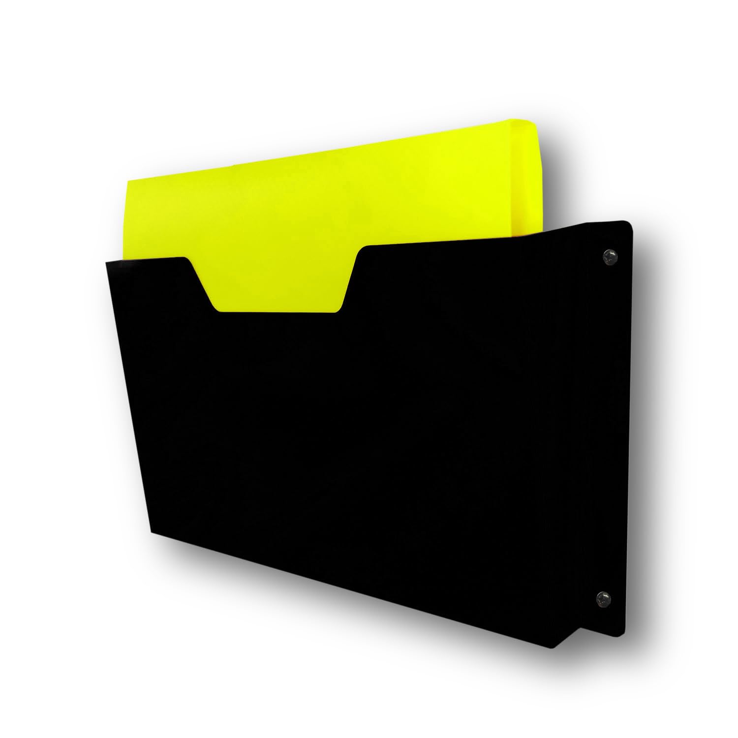 MegaMaxx UK Wall Mount A4 Document Holder – Black Steel File Storage Rack for Offices & Workshops – Fits Ring Binders & Safety Documents – UK Made