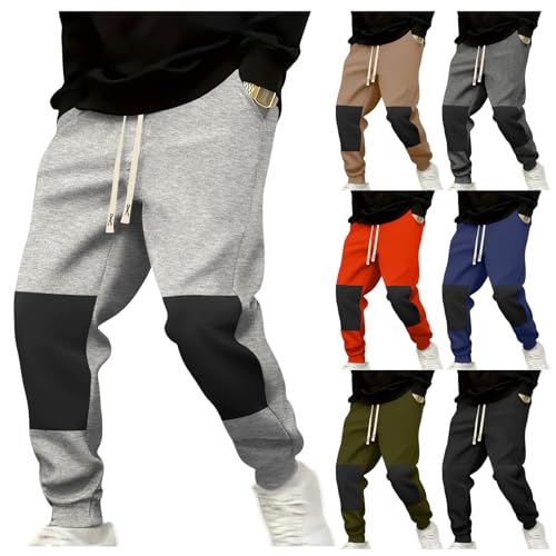 Mens Jogger Pants Casual Elastic Tapered Training Pant Drawstring Waist Patchwork Sweatpants Loose Wide Leg Trousers4