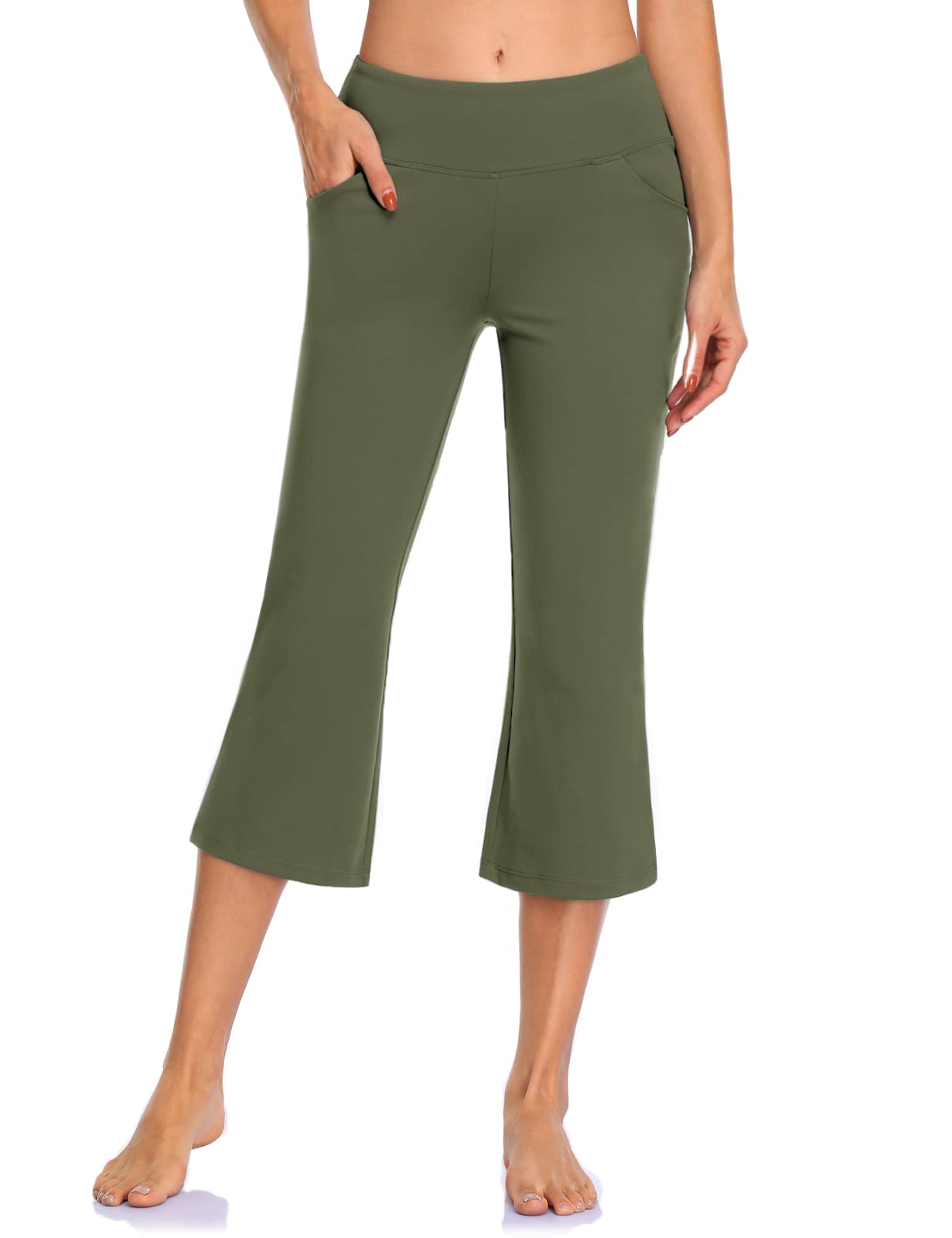 MOVE BEYOND Donna Pantaloni e Pinocchietti Bootleg da Yoga con 4 Tasche a Vita Alta Controllo di Pancia