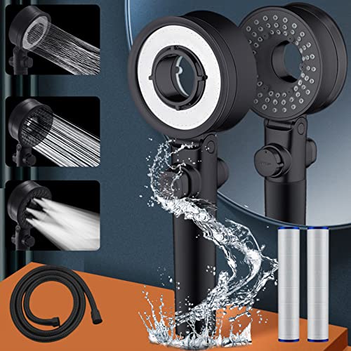 KwuLee Duschkopf mit 1.5m Schlauch,Zweiseitig Turbo Duschkopf,Wassersparend Duschbrause mit 3 Strahlarten,Hochdruck Duschbrause mit 2 Filter,Sparduschkopf Regendusche Duschkopf für Badinstallationen Cover