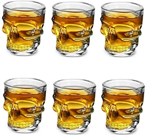 Image of Kosh Fancy Design Crystal Clear Heavy Base Skull Shot Glass for Vodka, Tequila, Liquor Shot, Wine Tasting, Cocktail Pour, Bar - (60 ml Approx) (Skull Shape, Pack of 12)