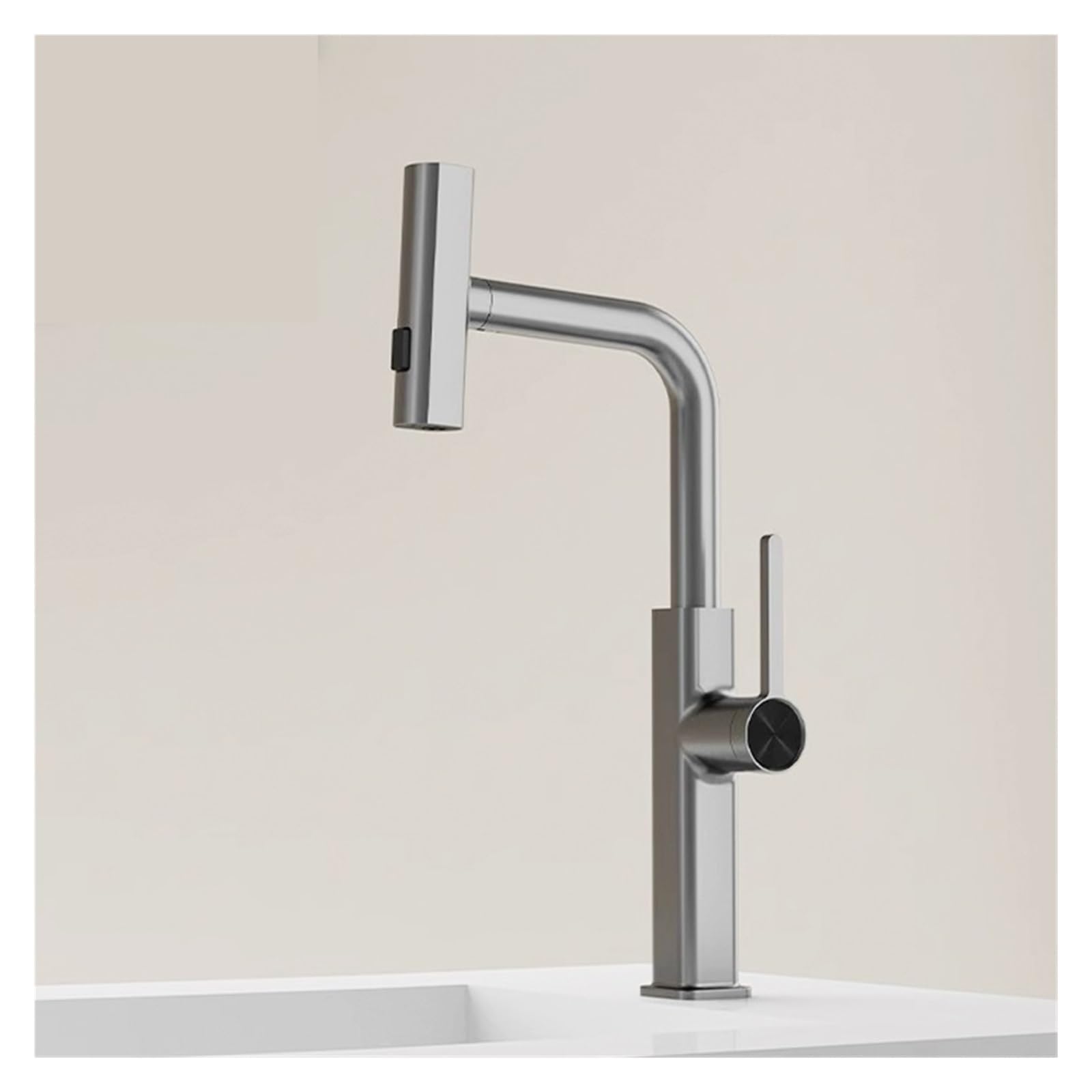 Bateria kuchenna Elastyczna wyciągana dysza Bateria zlewozmywakowa do zlewu kuchennego Strumień wody(Grey Faucet)