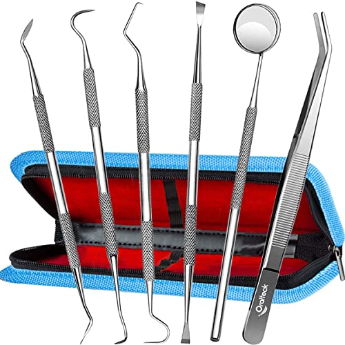Higiene Bucal Kit de limpieza e higiene dental de acero inoxidable alemán premium, limpiador de placa, removedor de sarro, juego de 6...