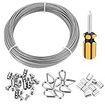 2mm Stainless Steel Wire Rope Cable Kit, 7x7 Strand Core Metal Rope for Garden, Fence, Clotheslines, Picture & Light Fixtures, 20M Durable Outdoor/Indoor Use (1 Pack)