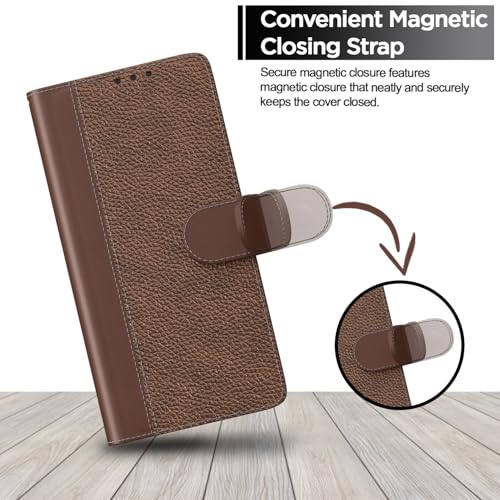 Image of Pikkme Flip Cover for Vivo V70 FE 5G | Leather Finish | Wallet Stand and Shock Proof | Complete Protection Flip Case (Tan)