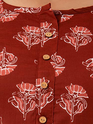 Image of feranoid Women Cotton Printed Straight Short Kurti