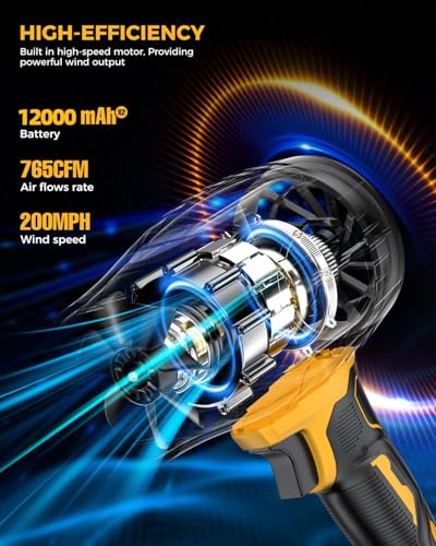 Leaf Blower Cordless with Battery and Charger, 500,000 RPM, Extended Nozzle, Lightweight Handheld Design Leaf Blowers, Turbo Jet Blower for Patio Cleaning, Car Dryer Air Blower Gun - Image 4