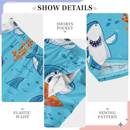 Shark Surf Boys Long Pants Soft Trousers Elastic Waist Kids Lounge Bottoms with Pockets S-XL4