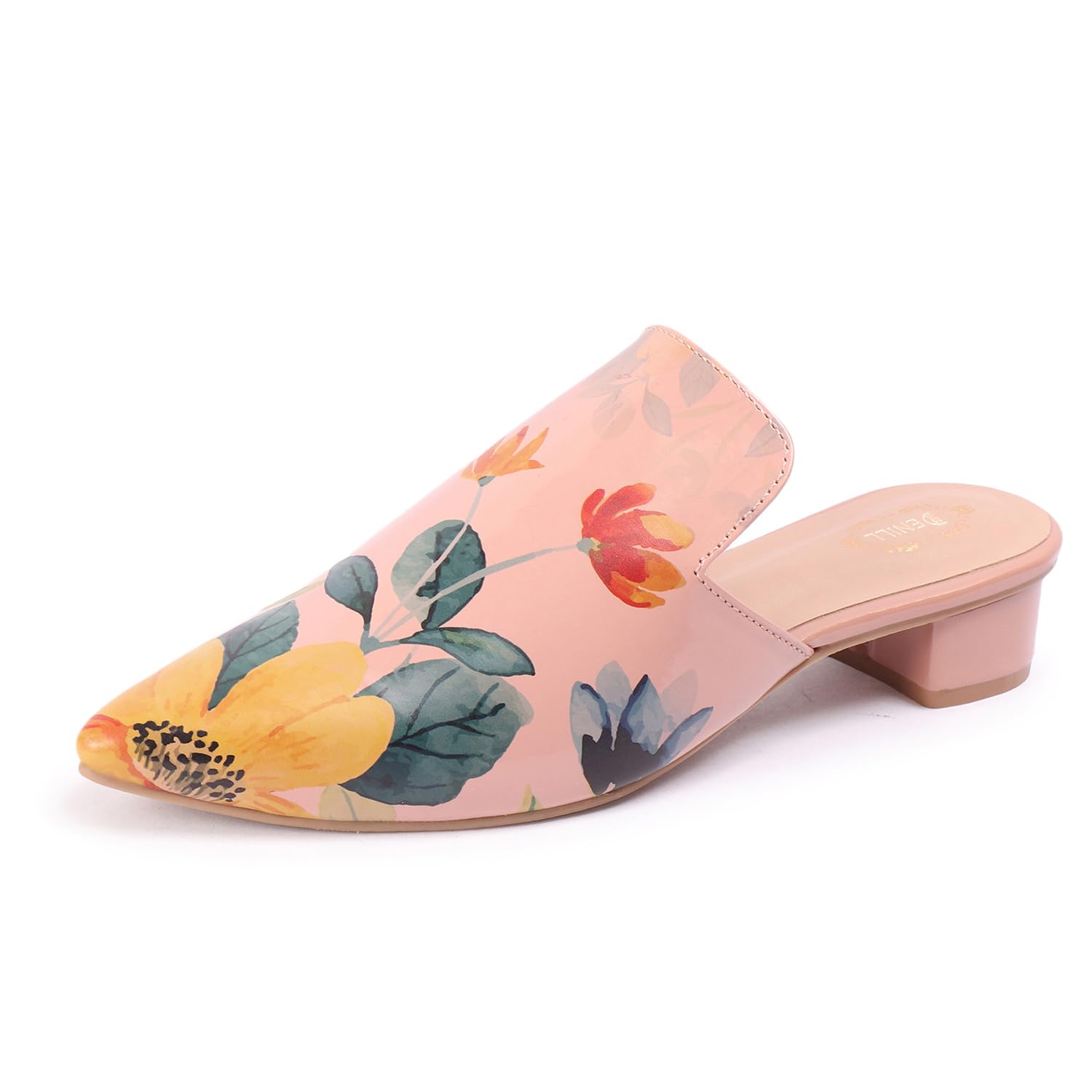 Denill Stylish Casual Bow Detailed Floral Printed Pointed Toe Flat Mules for Women & Girls (Peach) Uk -7 (B0D2NQH4SX) Amazon Price History, Amazon Price Tracker
