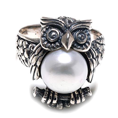 Bague perle naturelle hibou en argent pour sublimer vos tenues de soirée chic