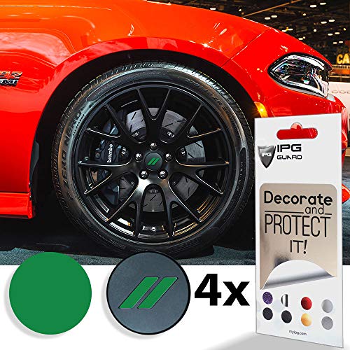 Image of IPG Compatible for Dodge Charger Challenger Durango Wheel Center Cap Decal Sticker Wrap Kit Personalize Your Vehicle (Inner Logo, Green)