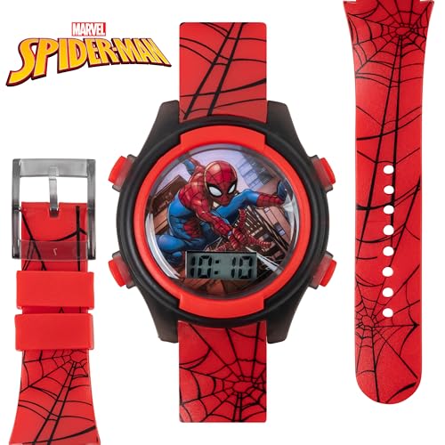 marvel spider-man kids watches  digital display interactive features adjustable strap vibrant spider-man graphics durable for active kids