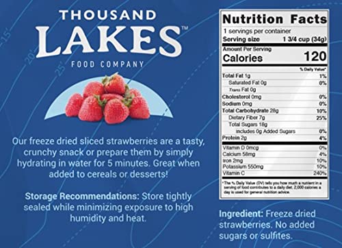 Thousand Lakes Freeze Dried Fruit - Strawberries 2-pack 1.2 ounces (2.4 ounces total) | No Sugar Added | 100% Sliced Strawberries - Thumbnail 3