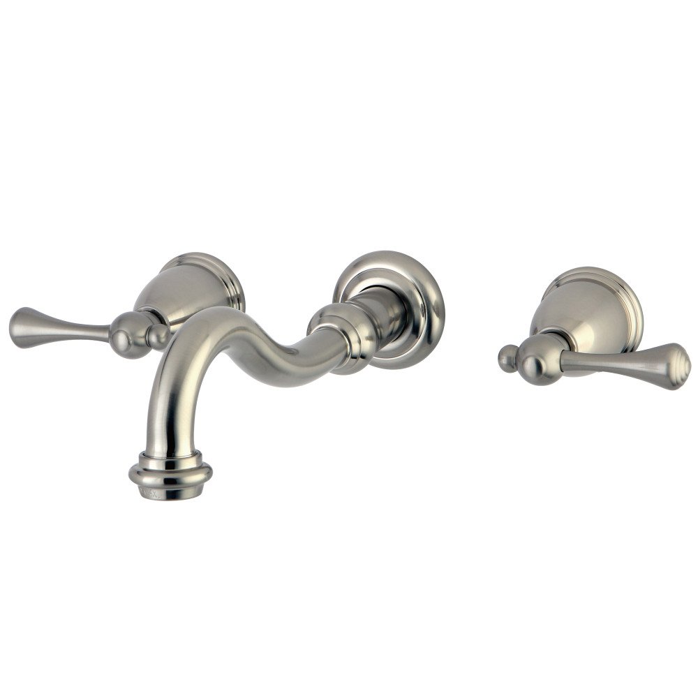 Robinet de lavabo mural vintage Kingston KS3128BL nickel brossé bec 20cm