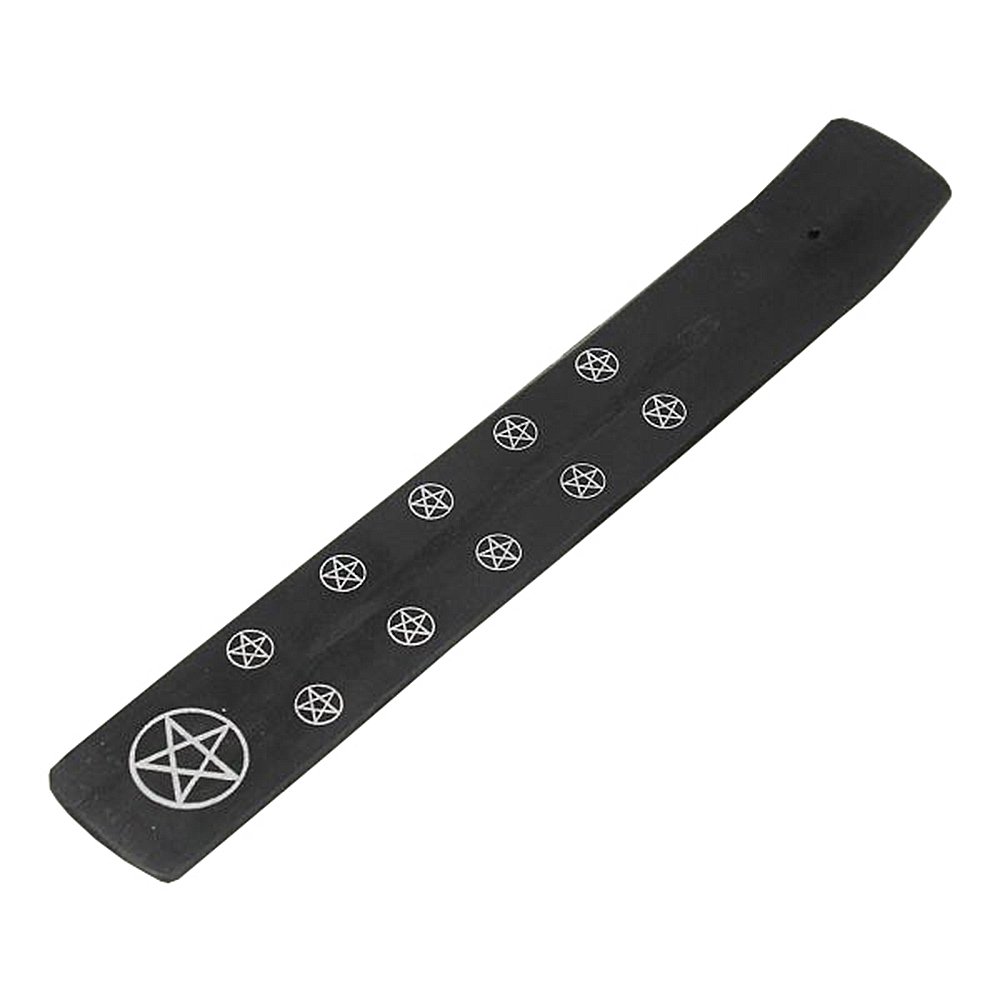 Shiva Pentagram Hand Carved Black Wood Incense Holder (Pentagram)