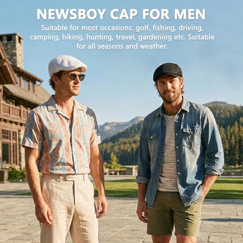Image of meioro Men's Mesh Flat Cap Summer Breathable Newsboy Hats Beret Ivy Cap Gatsby Irish Cabbie Driving Hat Full Head Wrap