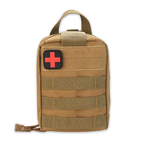 Botiquín de primeros auxilios, Molle Médico Bolsa Botiquín de Primeros Auxilios Supervivencia Emergencia para Hogar Camping Caza, Bolsa de Primeros Auxilios, Bolsa de Emergencia de Escalada(Caqui)