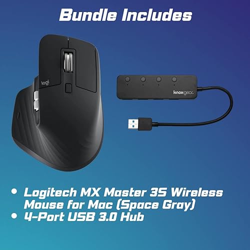 Miniatura 8 de Logitech MX Master 3S - Mouse inalámbrico para Mac (gris espacial) con 4 puertos USB 3.0 Hub (2 artículos)