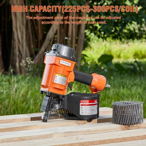 Image of Update CN70 Air Coil Nailer, 15 Degree Pneumatic Coil Nail Gun, 1-3 /4 inch to 2-3 /4 inch Fast Shooting Nailer, High Speed Air Coil Nail Gun for Pallets, Siding, Crating, Fencing, Decking