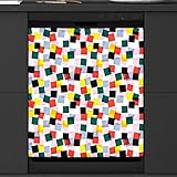  Bunte karierte Sp¨¹lmaschine, magnetische Abdeckung, K¨¹che, Dekoration, geometrisch, kariert, f¨¹r Geschirrsp¨¹ler, K¨¹hlschrank, magnetische Abdeckung, Aufkleber, Ger?t, Abdeckung, 58 x 66 cm