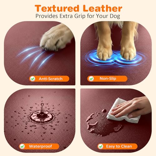 Image of URPOWER PU Leather Backseat Extender for Dogs, Hard Bottom Dog Car Seat Cover for Back Seat, Waterproof Dog Car Hammock Anti-Scratch Pet Rear Seat Protector Travel Bed for Car and SUV