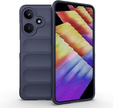 nfinix Hot 30i ile Uyumlu K l f Kamera Korumal  Kabartmal  Yumu ak Silikon Kapak  i Kadife - Lacivert