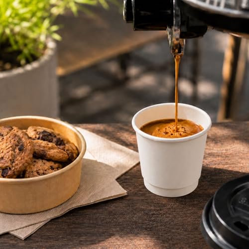 Image of Restaurantware 4 Ounce Paper Cups, Pack of 25 Double Wall Disposable - Leakproof, Recyclable, White Paper Insulated Hot Beverage Cups, with Matching Lids Available for Purchase Separately