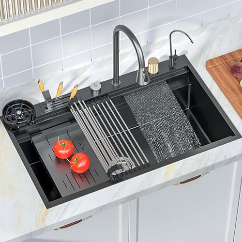 Évier de cuisine design moderne 86 cm en acier inoxydable haut de gamme