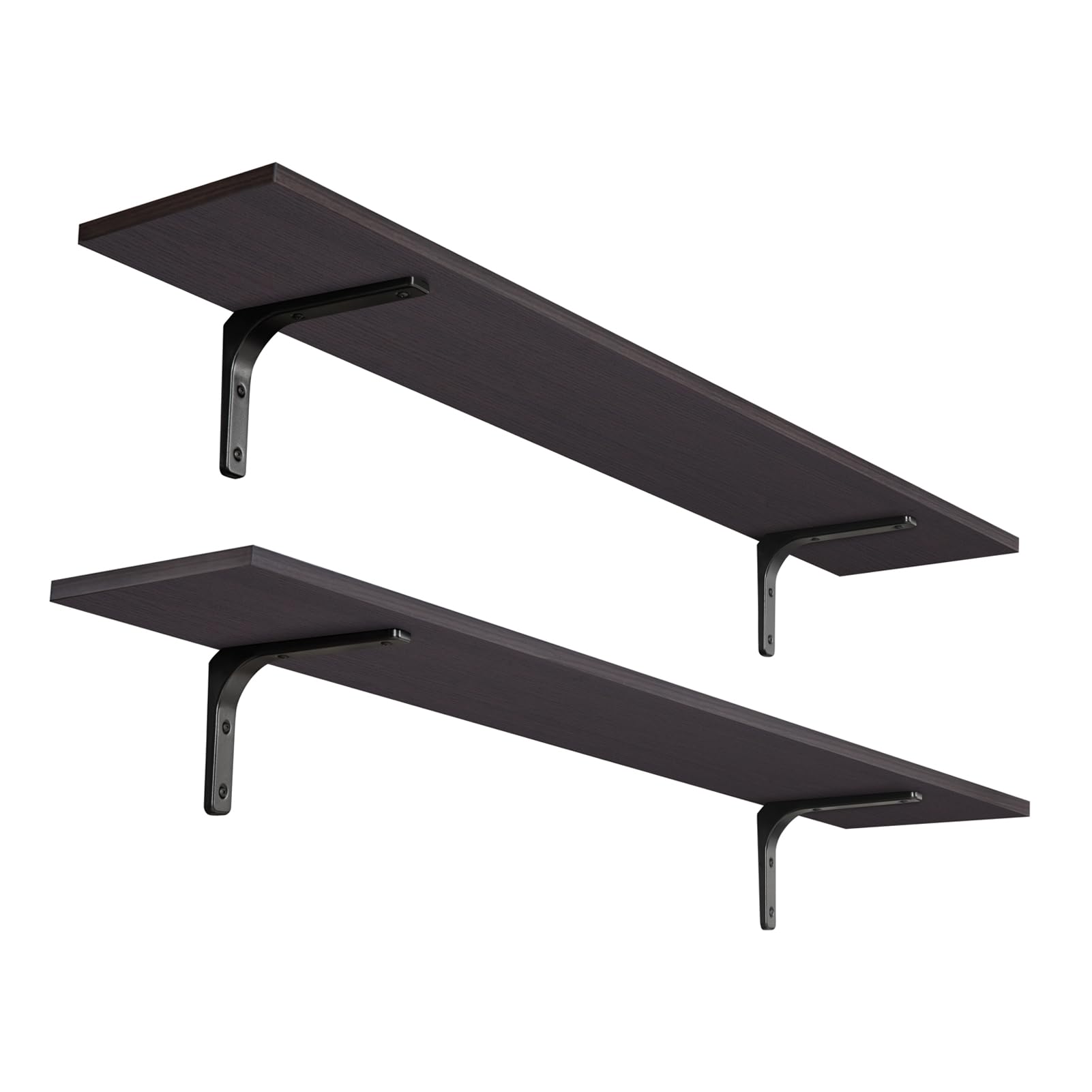 DINZI LVJ Long Wall Shelves, 47.3Inch Wall Mounted Shelves Set of 2, Extra Large Wall Storage Ledges with Sturdy Metal Brackets for Living Room, Bathroom, Bedroom, Kitchen, Espresso