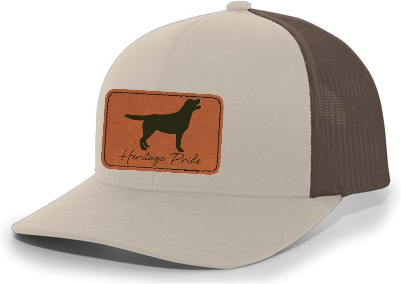 Heritage Pride Canine Collection Labrador Retriever Duck Hunting Dog Mens Engraved Leather Patch Mesh Back Trucker Hat