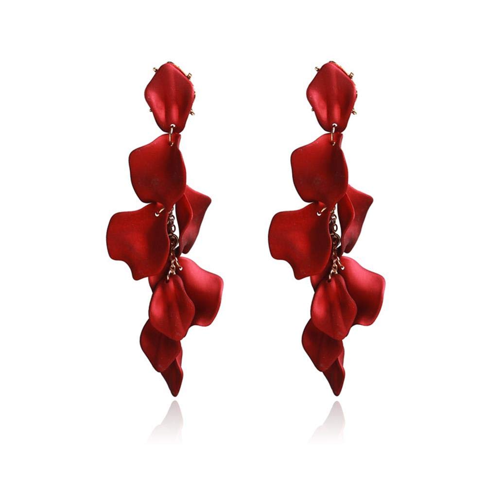 Bohemian Petal Acrylic Earrings Fashion Resin Rose Flower Dangle Earrings Geometric Vintage Romantic Long Tassel Sexy Leaves Floral Drop Earrings for