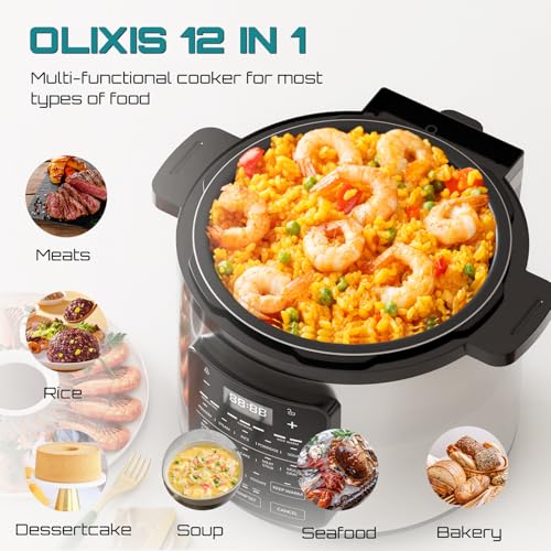 Image of OLIXIS Electric Pressure Cooker 6 Quart Stainless Steel Multi Cooker Electric for Pressure 12-in-1 Rice, Steamer, Yogurt Maker, Slow Cook,Meat Stew, Cake, Porridge, Multigrain, SLR