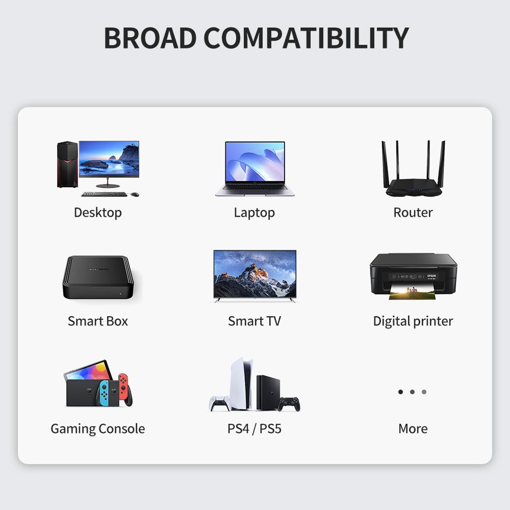 Cat 6 kabel Ethernet 100 stóp nieekranowany RJ45 kabel krosowy Cat6 do Internetu do komputera TV laptopa routera i drukarki jasnoszary 1 opakowanie