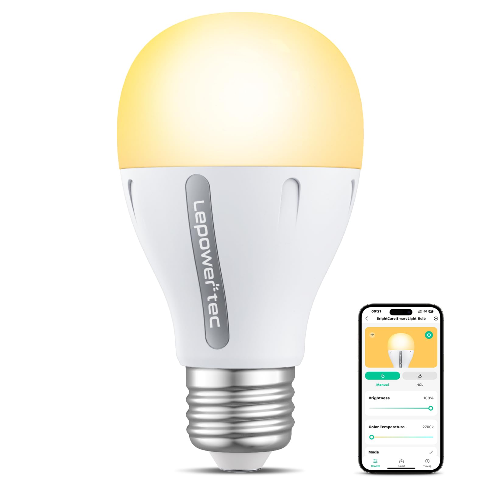 Smart Light Bulbs, Soft White Light Bulb, Compatible with Alexa and Google Assistant, Dimmable 900 Lumens LED Lights, DIY Multiple Lighting Scenes for Living Room, A19, 1 Pack