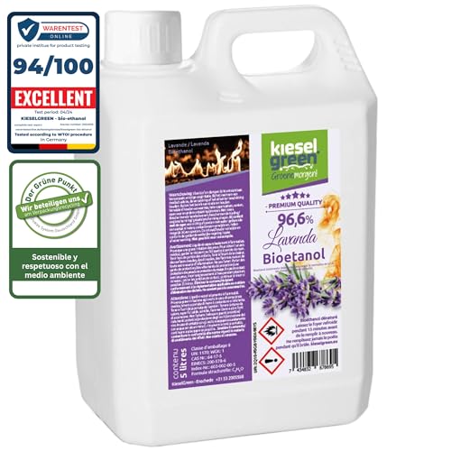 KieselGreen Bioetanol 5 Litros con Fragancia para Chimenea de Etanol, Muchas Variedades – Bioalcohol como Fragancia de Ambiente – Estufas de Bioetanol, Biochimenea Etanol, Ethanol (L5)
