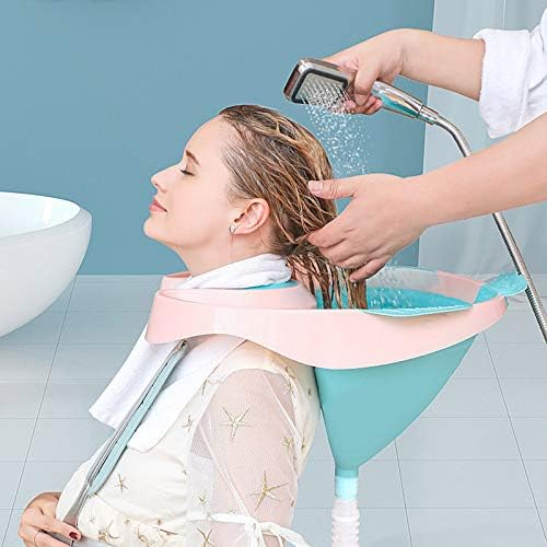 Portable Hair Shampoo Basin Mobile Salon Rinse Basin Folded Silicone Hair Wash Bowl Hair Washing Tray for Disabled Elder Woman