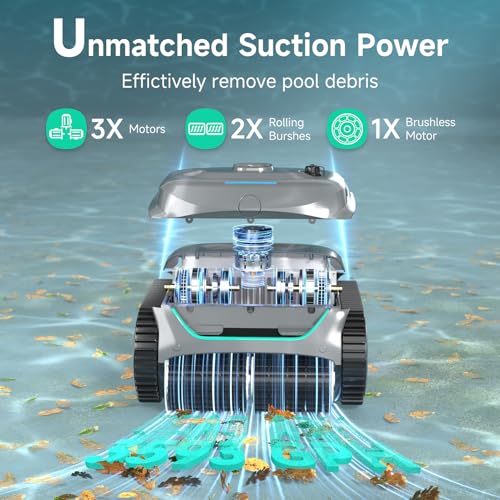 Image of Wybot C2 Cordless Pool Vacuum for Inground Pools, Pool Cleaner Robot | 10+180μm Dual Filter, Once Cleaning 2152 Sq.ft, App Control, Cleans Pool Walls, Auto Parking on Low Battery. Dove Grey