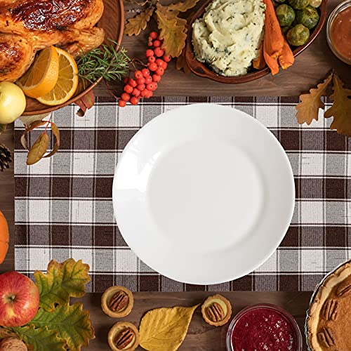 Home Brilliant Placemats Set Of 6 Washable Dining Table Buffalo Plaid Place Mats For Kitchen Table, 13 X 19 Inches, Checker, Brown And Cream #TOP6