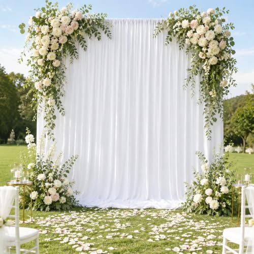 Toile de fond pour photo blanche 3 x 1,5 m - Lot de 2 draperies de fête